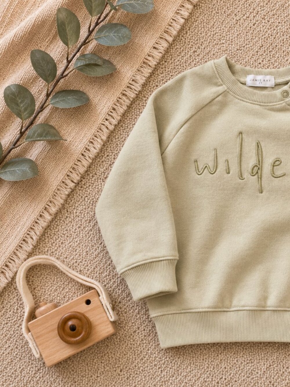 Jamie Kay Pale Green 'Wildest' Embroidered Crew Sweatshirt